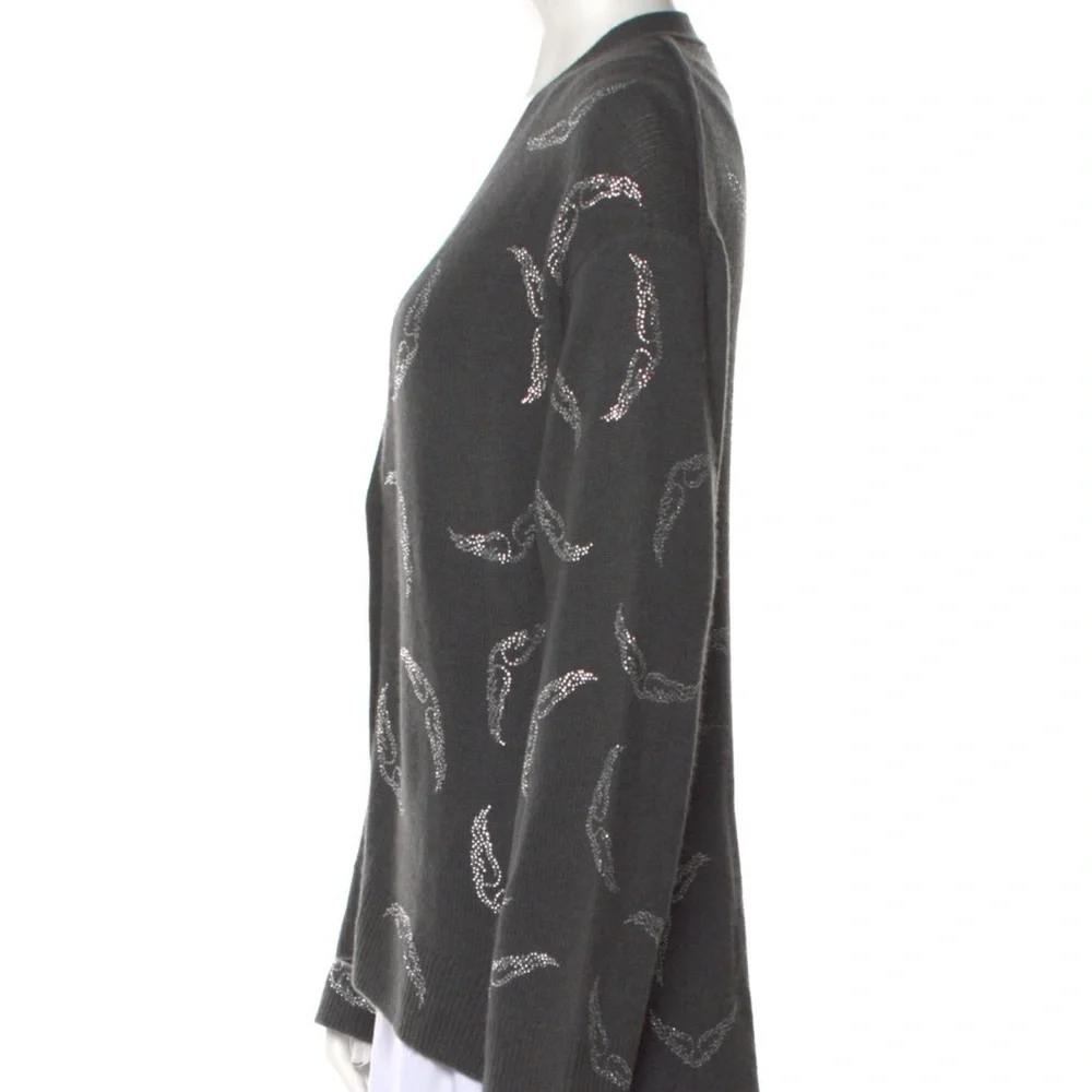 Zadig & Voltaire Gray Cardigan with Crescent Moon Pattern - Picture 2 of 9